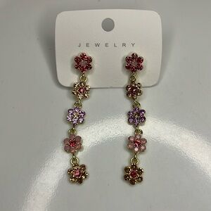 Floral Gold and Pink Earrings